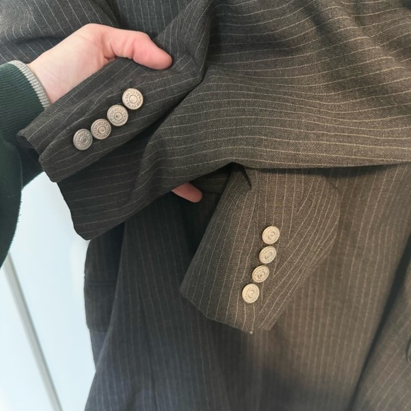 Vintage RARE 1994 TOO CUTE pinstripe Flintstones embroidered Oversized blazer - Picture 2 of 10